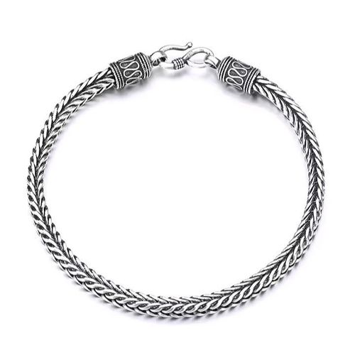 Bracelets corde en argent sterling 925, Chaîne latérale à main vintage pour homme et femme