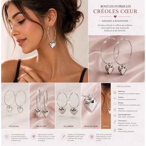 Boucles d’Oreilles Cœur Noir Élégant