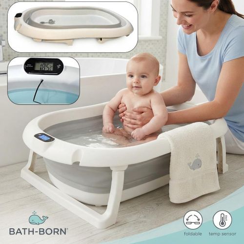 Baignoire Bébé Pliable avec Thermomètre – Confort & Sécurité dès la Naissance