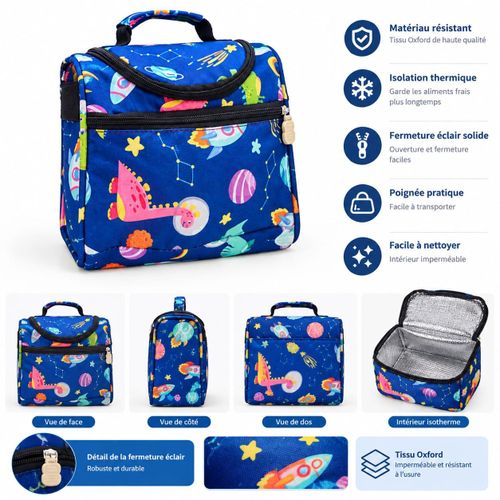 Sac Repas Isotherme Enfant Résistant et Imperméable avec Sangle Réglable