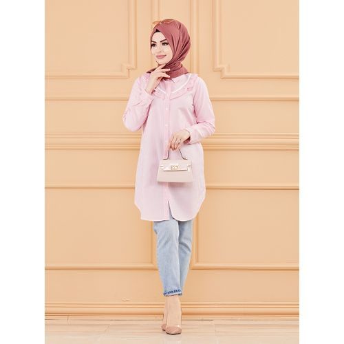 Rose - A rayures - Col franais - Tunique - Tofisa