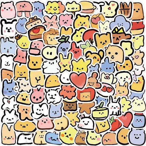 60pcs Animal Emoticons Kids Cartoon Sketch Stickers