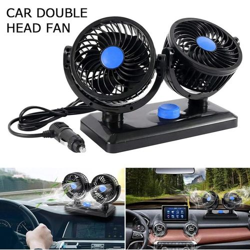 Ventilateur de Refroidissement de Voiture électrique 12V 360° Rotatif Double têtes Ventilateur de Circulation d'air 2 Vitesses