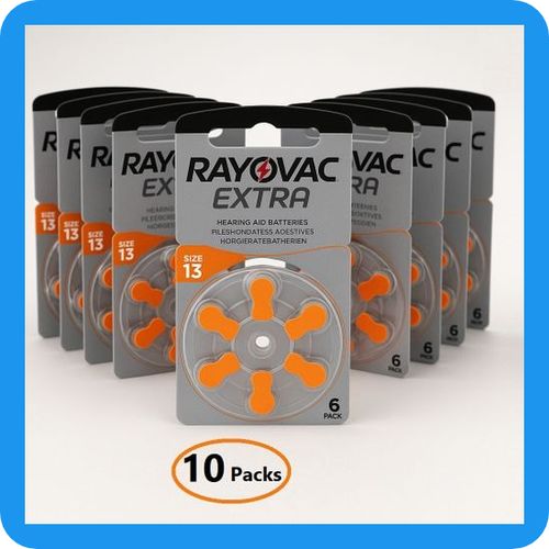 Extra 13 – Piles Auditives Zinc-Air (x60 Piles – Lot de 10 Boîtes) – Longue Durée – Appareils Auditifs