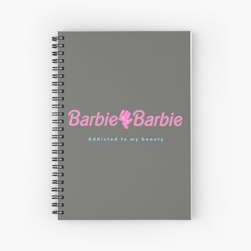 Barbie addicted to my beauty pill logo classic / pink grey Spiral Notebook - Bloc note