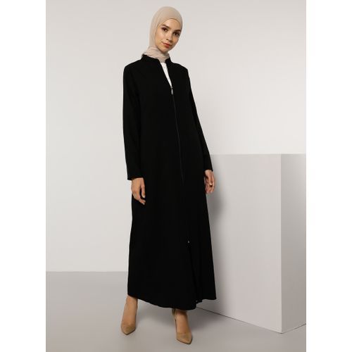 Abaya Fermeture clair -Noire -Tavin