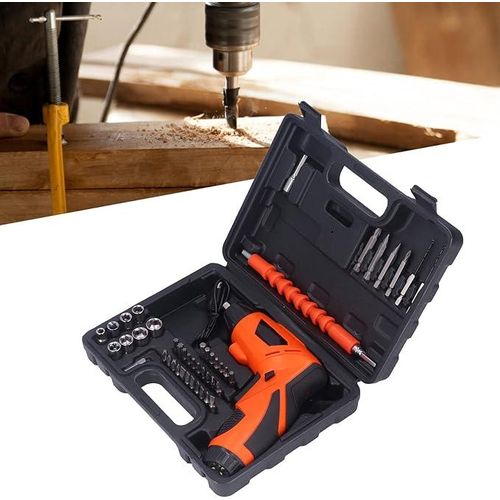 Tournevis Électrique Sans Fil 4.8V avec Lampe LED et 47 Embouts, Idéal pour Bricolage et Réparations