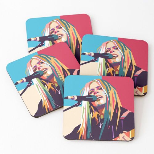 4 Dessous de Verre Avril Lavigne Musicienne Pop Art Coloré sous tasse unique