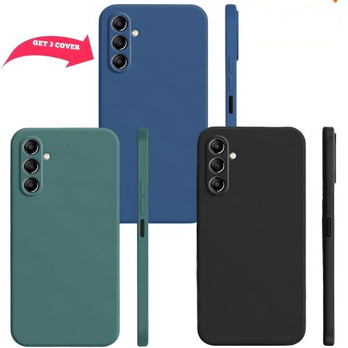 Samsung Galaxy A54 Coque Silicone Liquide bleu marine + Noir +Vert