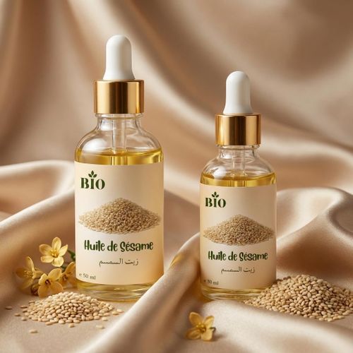 Lot Huile de sésame 50 ml + Huile de sésame 30 ml usage peau cheveux