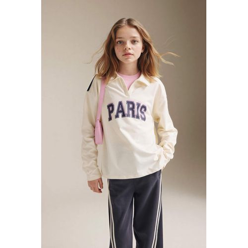 Sweatshirt imprimé à col polo et manches longues pour fille