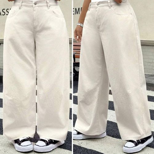 Pantalon Jean Charlie Large Femme - Blanc