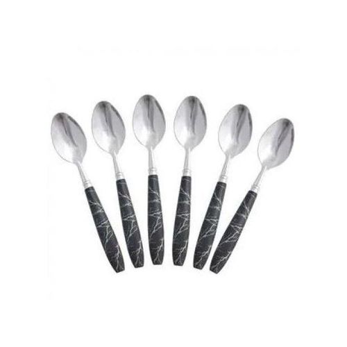 Set de 6 Grandes Cuillères en Acier Inoxydable, Cuillères à dessert effet marbre