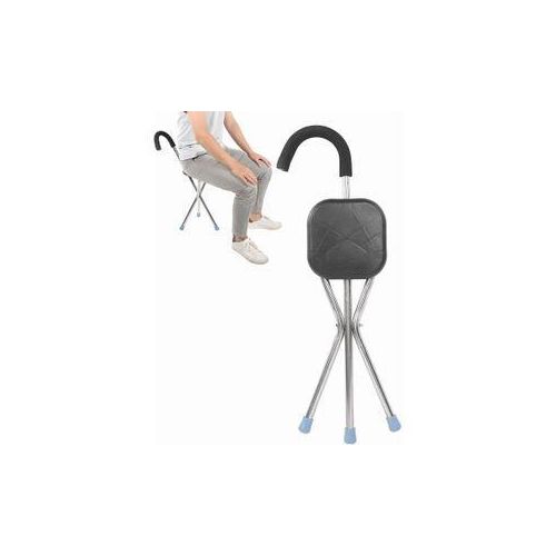 Canne de Marche avec Chaise Légère et Pliable pour Homme, Tabouret à 3 Pieds d'une Capacité de 100Kg, pour Personnes Âgées
