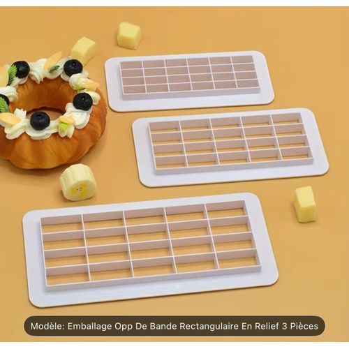 Lot de 3 Emporte-pièces Rectangulaires Fondant Pâte et Biscuits Formes Multiples