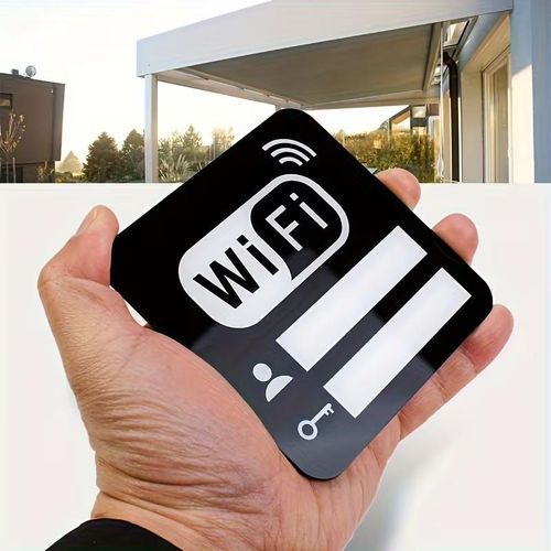 Carte WiFi Mot de Passe en acrylique 3D – Panneau Autocollant WiFi Password Effaçable pour Magasin, Bureau ou Location Airbnb, lieux publics