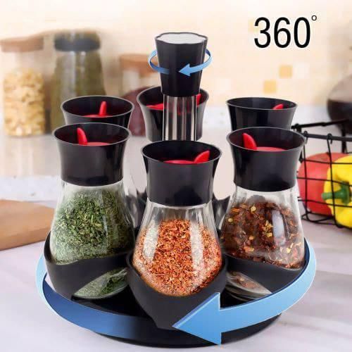 Ensemble de épices, 6 pièces, support de rangement rond et rotatif pour condiments, avec Support