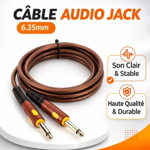 Câble Audio Jack 6.35 mm Mâle vers Mâle 1.5 m – Câble Instrument Hi-Fi pour Guitare, Amplificateur, Table de Mixage