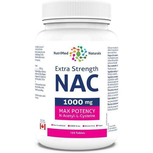 Nutrimed Naturals Extra Strength NAC 1000 mg 125 comprimés 4 mois d'approvisionnement – Végétalien, sans OGM et sans gluten – Puissance maximale