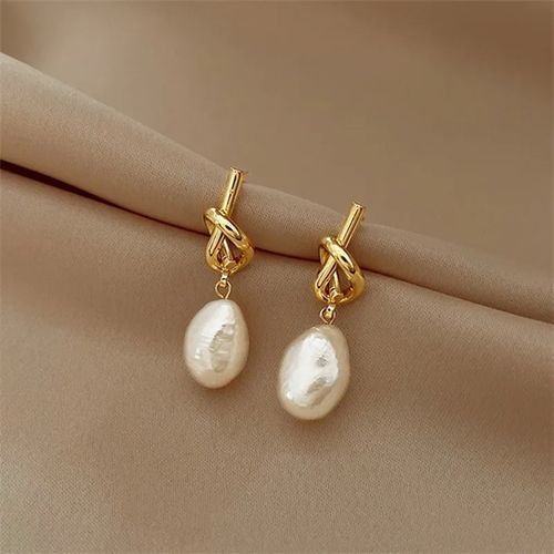 Boucles d'oreilles en perle plates épissées Mode Coréenne bijoux pour femme