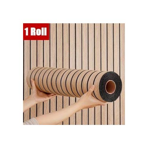 Rouleau Papier Peint 3D Autocollant 60x300cm – Effet Bois à Rainures – Imperméable & Lavable 300cm*60cm