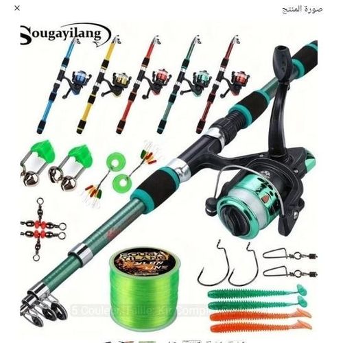 Ensemble de Pêche Avec Canne Télescopique Et Moulinet, Hameçons, Kit de Pêche