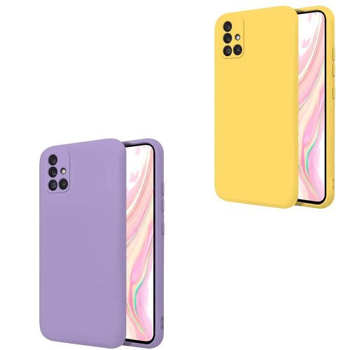 Pack 2 coque silicone pour Samsung Galaxy A71 liquide Jaune + Mauve