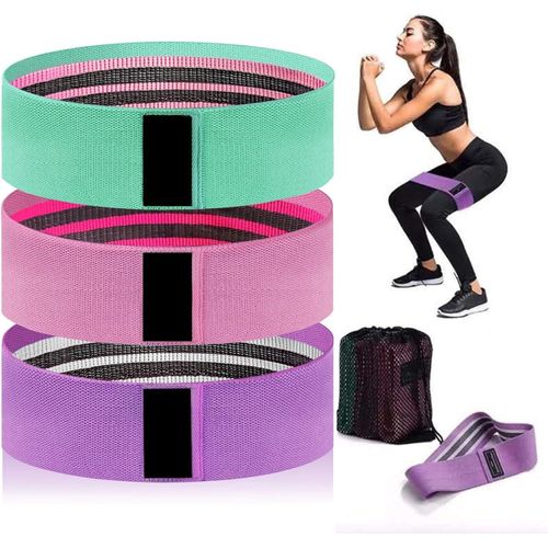 Bandes de Resistance pour Femme Homme, Fitness, Yoga et Pilates (3 Pcs) élastique Musculation en Tissu, 3 Niveaux de Résistance