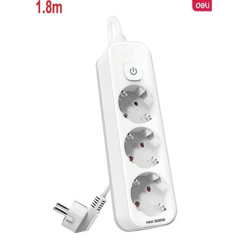 Super Rallonge Multiprise 3 prises avec interrupteur câble 1.8M sécurité enfant 16A, 3680W