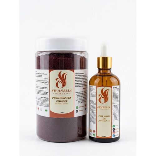 Pack Swanelia - Poudre d Hibiscus 500g et Huile de Jojoba 100ml Soin Hydratant