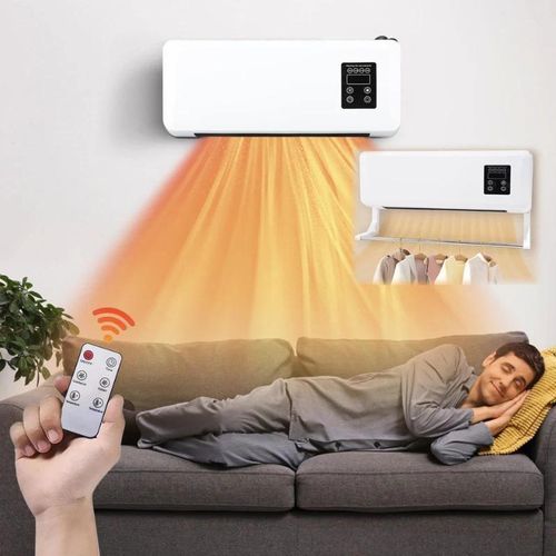 Climatiseur mural 4-en-1 avec chauffage électrique,ventilateur et sèche-linge – Télécommande et affichage numérique