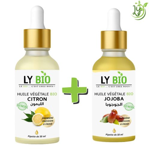 PACK HUILE CITRON 50ML - PIPETTE + HUILE JOJOBA 50ML - PIPETTE