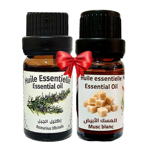 Huile Essentielle de Musc Blanc Musk Essence fragrance Parfum 10ml + Huile essentielle Romarin 100% Naturel 10ml