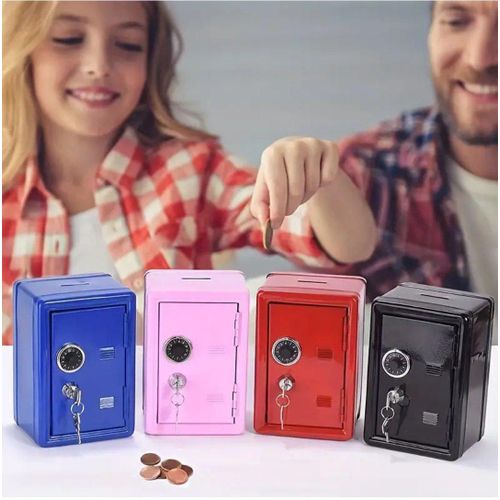 Mini Coffre-Fort Sécurisé avec Serrure à Code & Clé – Boîte de Rangement Argent, Bijoux et Objets Précieux multicouleur