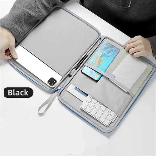 Sacoche Noir de Rangement iPad Tablette 12 pouce Avec Place pour Clavier Stylet Impermable