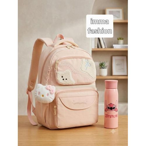 Sac à Dos Scolaire Pastel Doux & Peluche Hello Kitty - Pêche / Rose