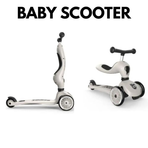 Trottinette Enfant 3 Roues avec Siège – Porteur Bébé Évolutif 2-en-1 – Scooter Stable Anti-Chute – Guidon Ajustable – Jouet Extérieur Enfant – Beige
