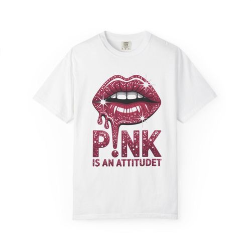 T-Shirt Graphic Pink Lips Glitter Drip – Pink Is An Attitude – 100% Coton Premium Glam Fashion Unisex