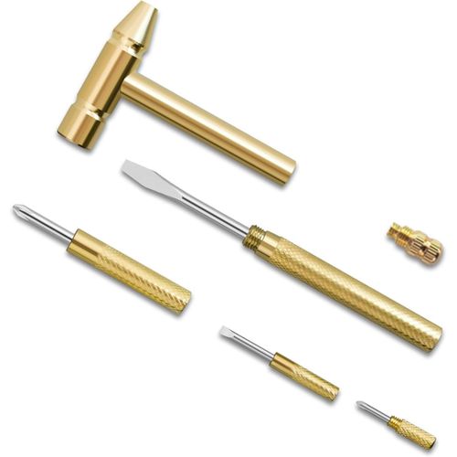 Mini marteau multifonction en cuivre 6 en 1, 3 types de tournevis