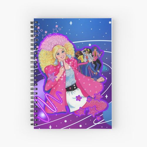 80s aesthetic barbie rockers galaxy rings Spiral Notebook - Bloc note