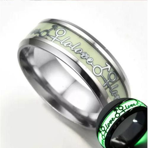 Bague lumineuse Love en acier inoxydable Anneau Brillant Unisex