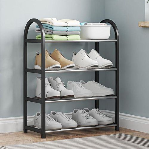 رف أحذية أسود عصري - 4 مستويات