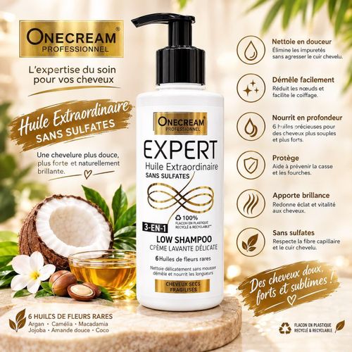 Expert – Shampoing Doux 3-en-1 Huile Extraordinaire, 500 ml. sans sulfate,