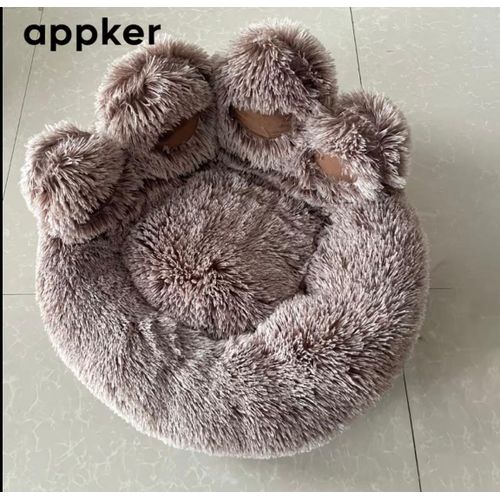 Lit douillet en peluche pour petits chiens (Caniche, chiots) – Design patte mignonne