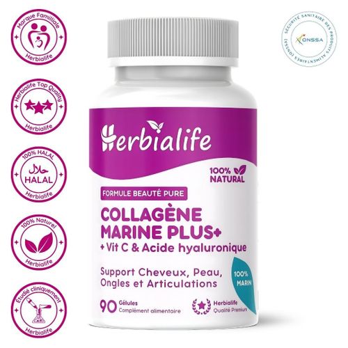 Collagène Marin PLUS + Vitamine C et Acide Hyaluronique – Ongles, Cheveux, peau – 90 Gélules