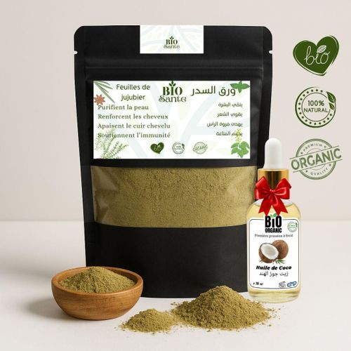 Jujubier sidr poudre fine Bio Santé 500 g + huile de Coco 30ml gratuit