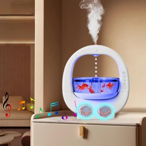 Diffuseur d'Air USB 3-en-1 – Humidificateur, Veilleuse LED et Haut-Parleur avec Effet Fontaine