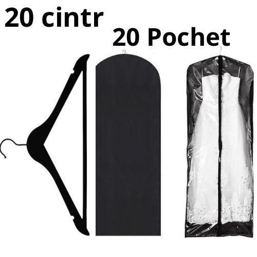 20 Pochette de Takshita & 20 Cintres en plastique. Noir