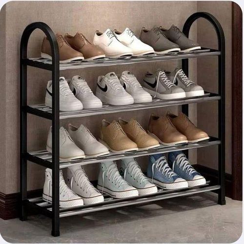 Étagère à Chaussures Modulable 4 Niveaux : Solution de Rangement Compacte et Élégante.