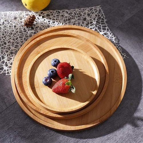 lot 3 pcs plateaux de service ronds en MDF/bois Taille - Petit: D.19 cm Moyen: D.23 cm Grand: D.28 cm -